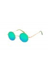 rainbow safety Lunettes de Soleil Ronde Pour Femme Homme Style Lennon Retro Polarisee R2317 R2317E Or Miroir Vert 