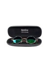 rainbow safety Lunettes de Soleil Ronde Pour Femme Homme Style Lennon Retro Polarisee R2317 R2317E Or Miroir Vert 
