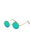 rainbow safety Lunettes de Soleil POLARISÉES Ronde Pour Femme Homme Lennon Style Retro Hippie Miroir 2317E-Green-Mirror