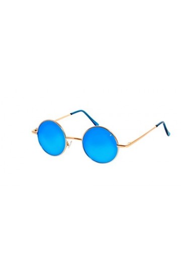 rainbow safety Lunettes de Soleil Ronde Pour Femme Homme Style Lennon Retro Polarisee 2317 2317F Or Miroir Bleu 