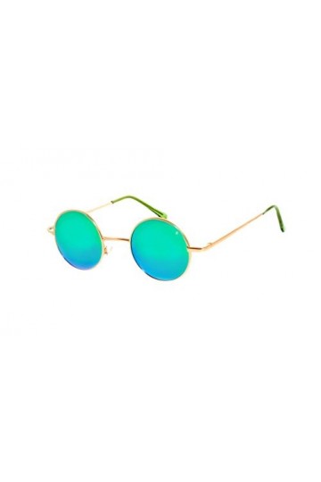 rainbow safety Lunettes de Soleil Ronde Pour Femme Homme Style Lennon Retro Polarisee 2317 2317E Or Miroir Vert 