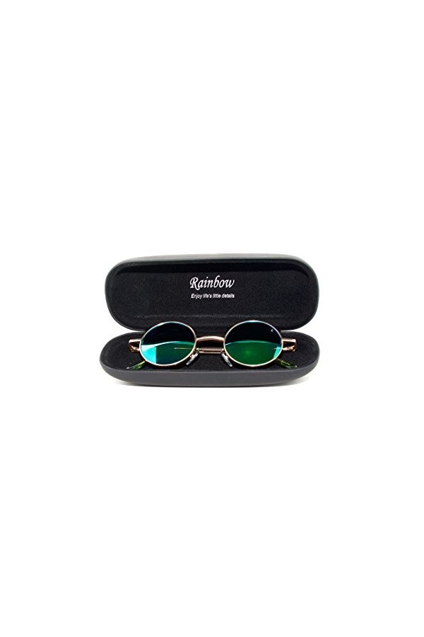 rainbow safety Lunettes de Soleil Ronde Pour Femme Homme Style Lennon Retro Polarisee 2317 2317E Or Miroir Vert 