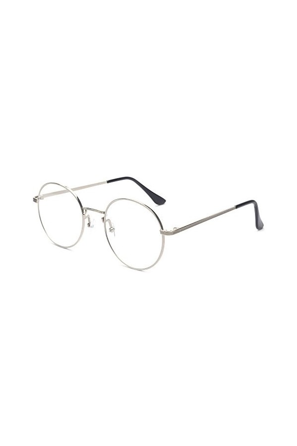 Outray Lunettes rondes vintage vintage avec monture en métal pour homme et femme - Argenté - Medium