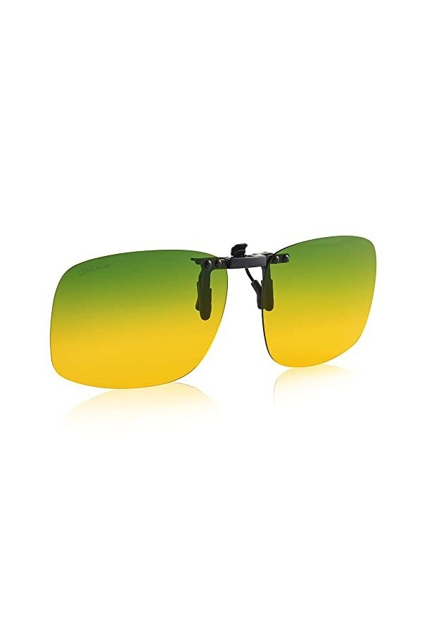 UpaClaire Lunettes de conduite de nuit à clipser, réduction des reflets polarisés, vision haute définition.., Jaune et vert -