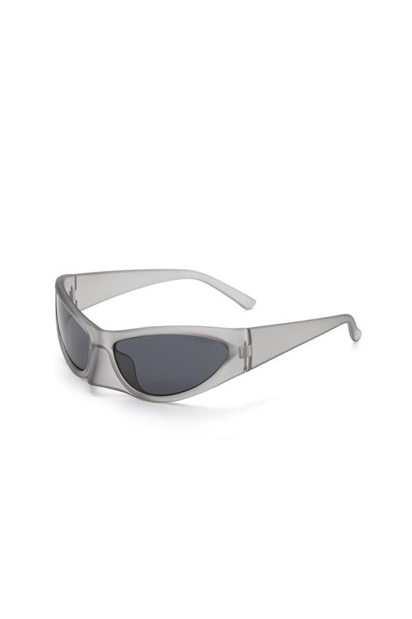 Lunettes de Soleil Femmes Hommes Lunettes de Soleil à Monture étroite Hommes Lunettes de Sports de Plein air, Gris Noir, Tail