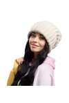 Bonnet dhiver ample surdimensionné – Bonnet en tricot épais doux et ample – Bonnet chaud et épais pour homme et femme, Noir 