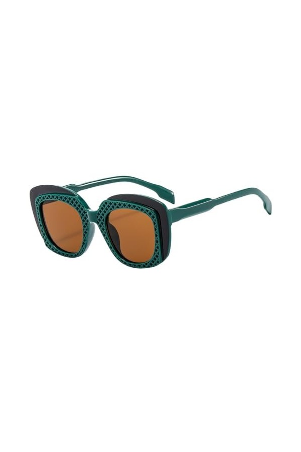 HPIRME Lunettes de soleil carrées femmes Vintage femmes nuances lunettes de soleil UV400 lunettes, vert, taille unique