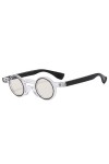 MUTYNE Rétro Petit Rond Punk Hommes Lunettes de Soleil Nuances UV400 Mode Femmes Tendance Lunettes de Soleil Rouges, Transpar