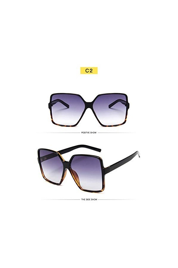 YIERJIU Lunettes Vintage surdimensionné Lunettes de Soleil carrées Femmes Marque de Grand Cadre Femmes Lunettes de Soleil Noi