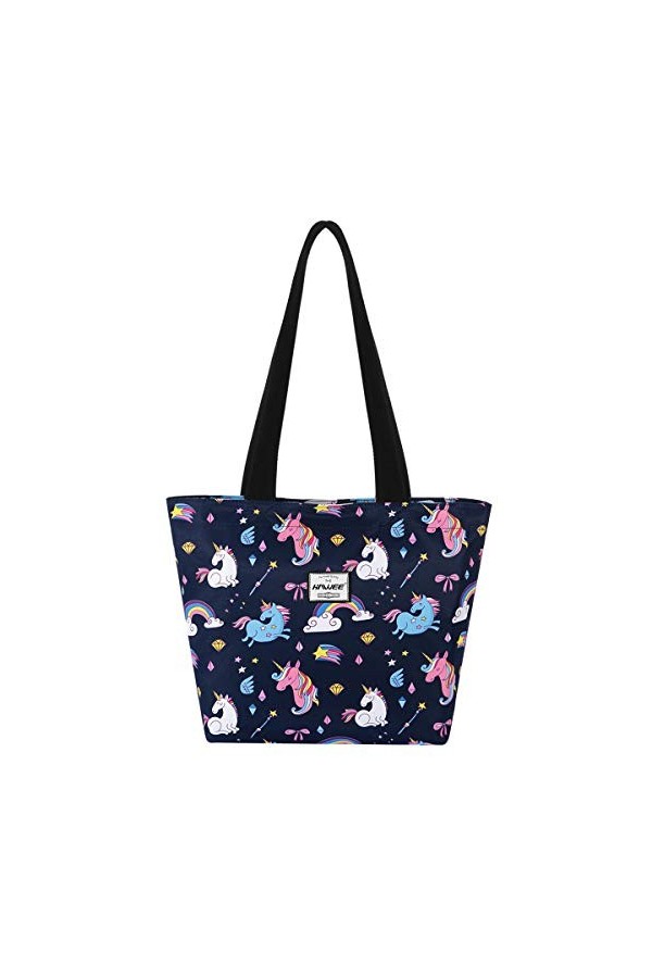 HAWEE Mode Femme Sac à Bandoulière avec Zip Grande Capacité Sac Dépaule Imperméable Léger Sac Fourre-Tout Loisir Sac à Provi