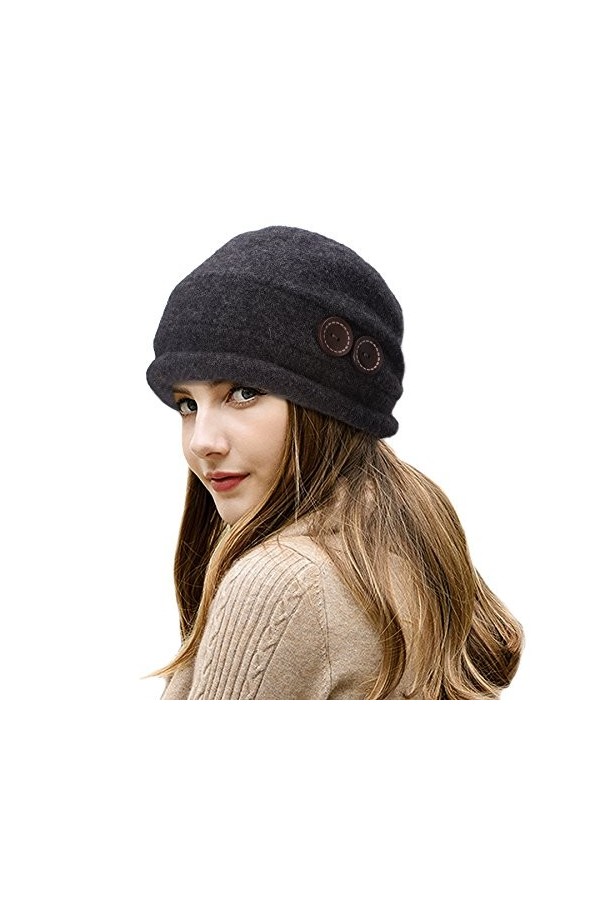 Chapeau vintage pour femme en cloche - Laine élégante - Par Lawliet - Gris - Taille Unique