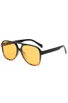 OSAGAMA Lunettes de soleil vintage rétro jaunes teintées surdimensionnées pour homme et femme, Jaune+marron, Large