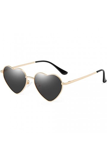Junsika Lunettes de soleil polarisées en forme de cœur pour homme et femme vintage festival, B : noir, S