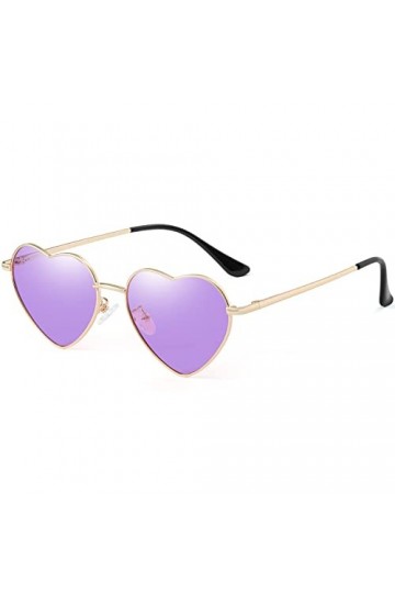 Junsika Lunettes de soleil polarisées en forme de cœur pour homme et femme Style vintage Fête Violet, D : violet, S
