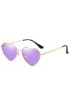 Junsika Lunettes de soleil polarisées en forme de cœur pour homme et femme Style vintage Fête Violet, D : violet, S