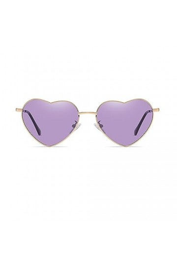 Junsika Lunettes de soleil polarisées en forme de cœur pour homme et femme Style vintage Fête Violet, D : violet, S