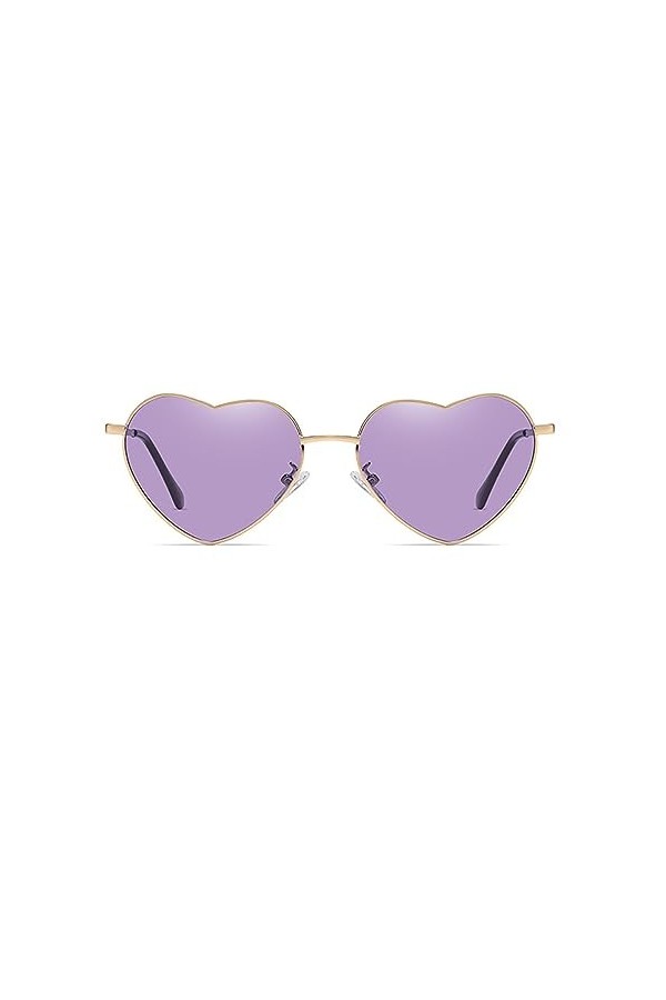 Junsika Lunettes de soleil polarisées en forme de cœur pour homme et femme Style vintage Fête Violet, D : violet, S