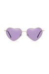 Junsika Lunettes de soleil polarisées en forme de cœur pour homme et femme Style vintage Fête Violet, D : violet, S