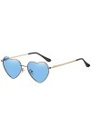 Junsika Lunettes de soleil polarisées en forme de cœur pour homme et femme vintage festival mignon en forme de cœur Bleu, E :