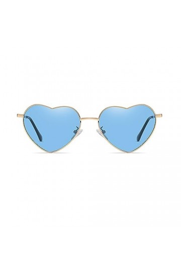 Junsika Lunettes de soleil polarisées en forme de cœur pour homme et femme vintage festival mignon en forme de cœur Bleu, E :