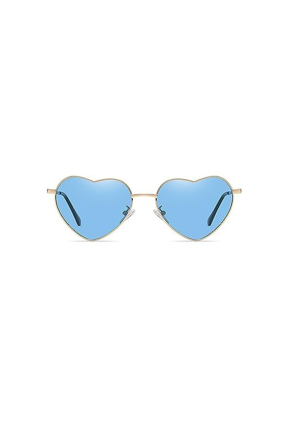 Junsika Lunettes de soleil polarisées en forme de cœur pour homme et femme vintage festival mignon en forme de cœur Bleu, E :