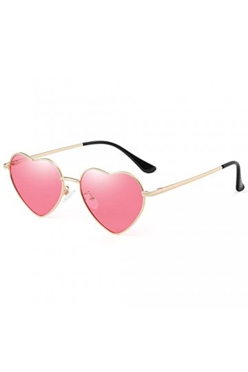 Junsika Lunettes de soleil polarisées en forme de cœur pour homme et femme vintage festival mignon en forme de cœur Rose, C :