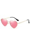 Junsika Lunettes de soleil polarisées en forme de cœur pour homme et femme vintage festival mignon en forme de cœur Rose, C :