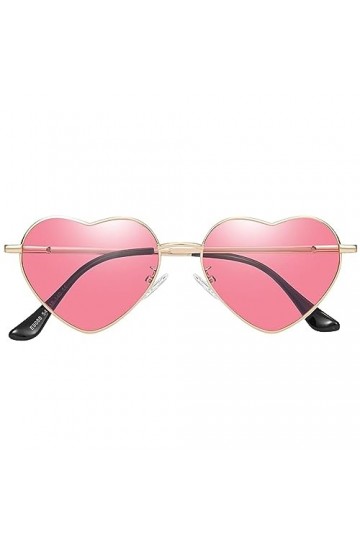 Junsika Lunettes de soleil polarisées en forme de cœur pour homme et femme vintage festival mignon en forme de cœur Rose, C :