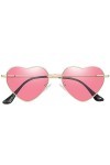 Junsika Lunettes de soleil polarisées en forme de cœur pour homme et femme vintage festival mignon en forme de cœur Rose, C :