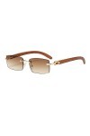 Junsika Lunettes de soleil rectangulaires sans monture en bois pour homme et femme - Style rétro - Couleur : marron - Protect
