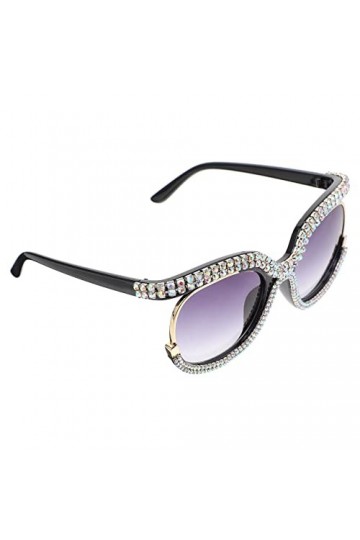 Lunettes de soleil surdimensionnées avec strass étincelants Protection UV Pour photographie, magazine