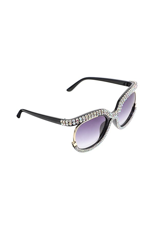 Lunettes de soleil surdimensionnées avec strass étincelants Protection UV Pour photographie, magazine