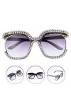Lunettes de soleil surdimensionnées avec strass étincelants Protection UV Pour photographie, magazine