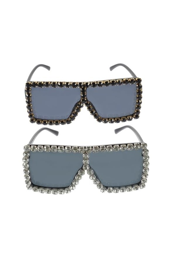 TENDYCOCO 2 Pièces Des Lunettes De Soleil Lunettes Scintillantes Lunettes De Soleil Fantaisie Lunettes De Soleil Pour Femmes 