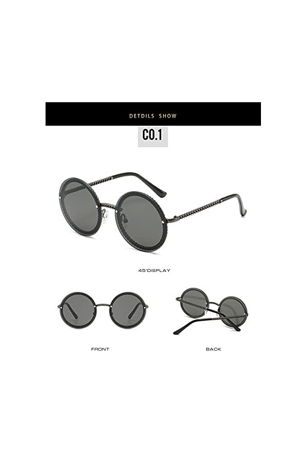 MAOXING Lunettes De Soleil Rondes sans Monture, Lunettes De Soleil Rétro Dégradées pour Femmes