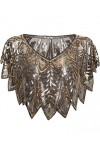 Coucoland Womens 1920s Shawl Sequin Beaded Art Deco Evening Cape Vintage Shawl Wraps Or noir 