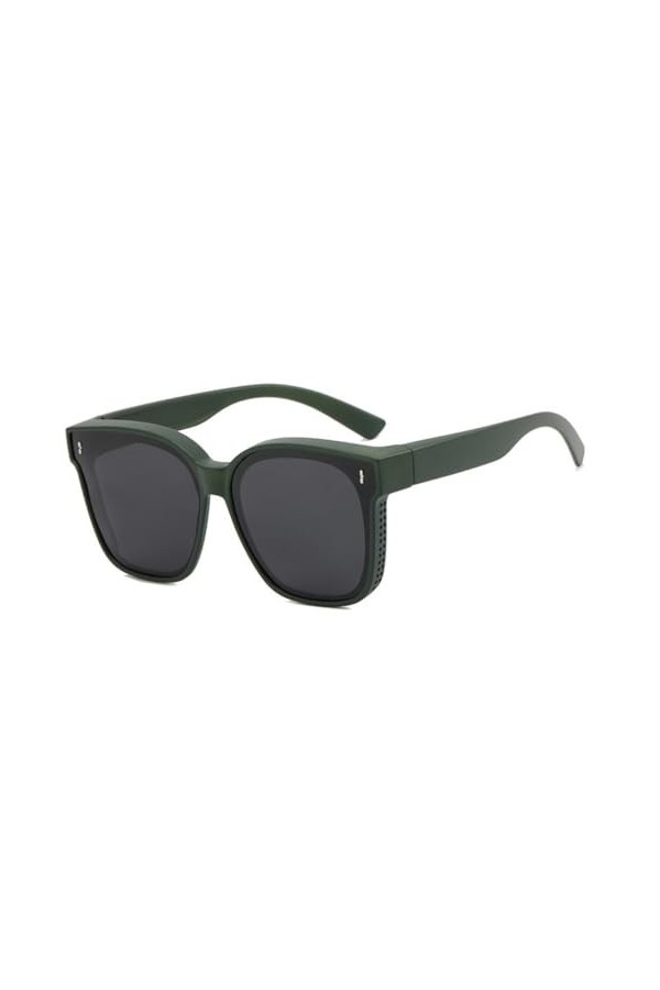 HCHES Lunettes de Soleil carrées pour Femmes Rivets Vintage Conduite pour Hommes Lunettes de Soleil UV400, Vert, Taille Uniqu