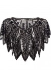 Coucoland Womens 1920s Shawl Sequin Beaded Art Deco Evening Cape Vintage Shawl Wraps Or noir 