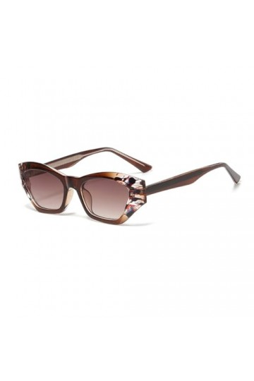 HPIRME Lunettes de soleil polygone uv400 femelle noir marron mâle lunettes de soleil œil de chat pour femme, motif marron, ta