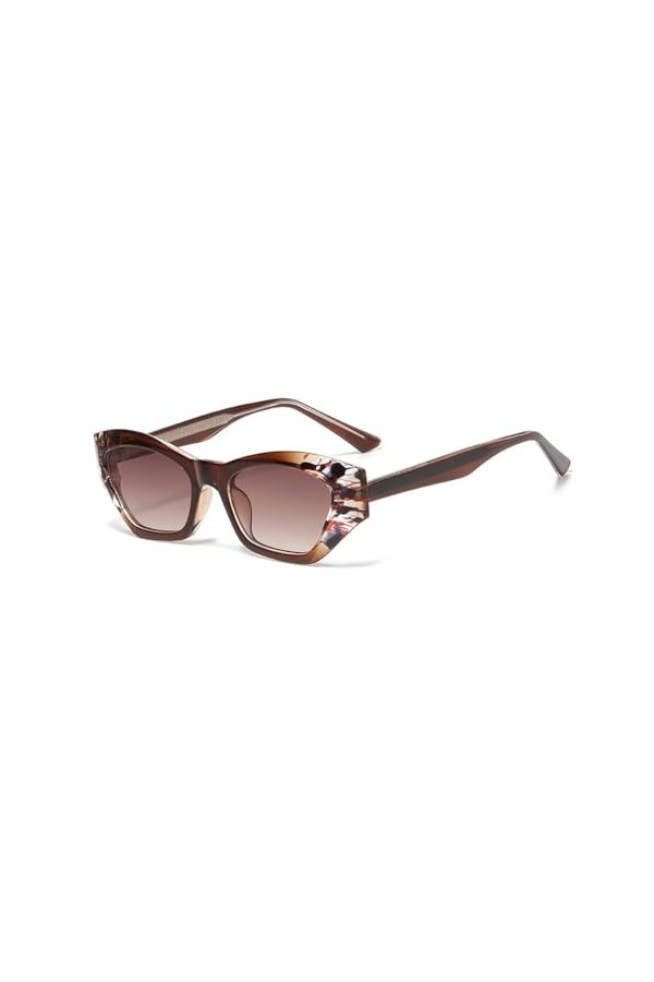 HPIRME Lunettes de soleil polygone uv400 femelle noir marron mâle lunettes de soleil œil de chat pour femme, motif marron, ta
