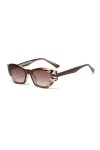 HPIRME Lunettes de soleil polygone uv400 femelle noir marron mâle lunettes de soleil œil de chat pour femme, motif marron, ta