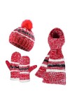 Tofern Femme Bonnet Gants Écharpe 3 pièces ensemble Hiver Chapeau Tricoté Chauffant Doux avec Velours Simple et Élégant Ski M
