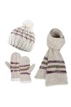 Tofern Femme Bonnet Gants Écharpe 3 pièces ensemble Hiver Chapeau Tricoté Chauffant Doux avec Velours Simple et Élégant Ski M