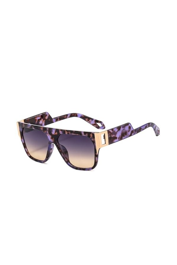 HCHES Lunettes de Soleil carrées Femmes Lunettes de Soleil surdimensionnées Polygonales Creux Cadre Lunettes Femme UV400 dégr
