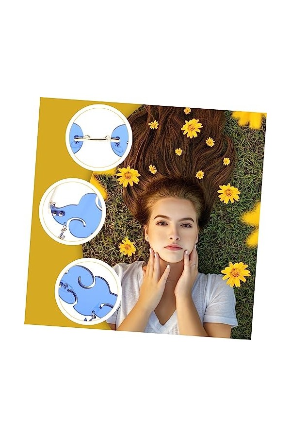 Didiseaon 4 Pièces Pas De Lunettes De Soleil Lunettes De Mode Pour Femmes Lunettes De Soleil Rétro Sans Monture Lunettes De S