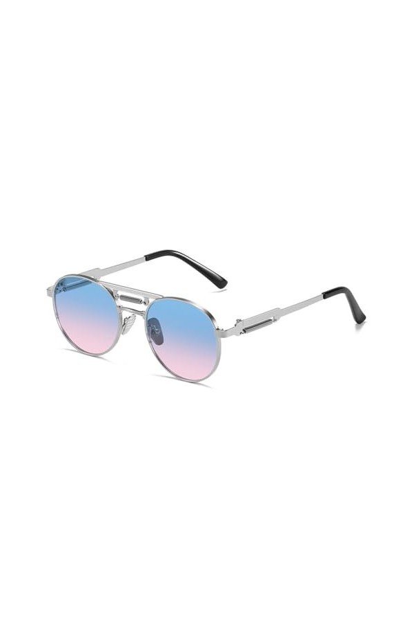 MUTYNE Lunettes de Soleil Rondes Punk en métal rétro Femmes Mode Lunettes de Soleil dégradées Claires UV400 Hommes Tendance L