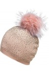 Caspar MU188 Bonnet dhiver en Tricot Fin avec Pompon et Strass pour Femme, Couleur:Noir, Taille:Taille Unique