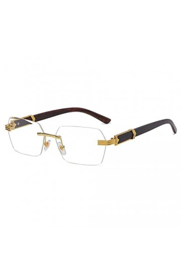 MUTYNE Lunettes de soleil pour femmes en métal doré sans cadre bleu Lunettes de soleil marron sans monture pour femmes Lunett