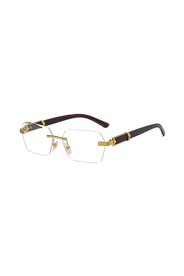 MUTYNE Lunettes de soleil pour femmes en métal doré sans cadre bleu Lunettes de soleil marron sans monture pour femmes Lunett