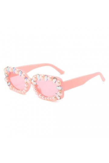 MUTYNE Mode Bonbon Couleur Rectangle Femmes Luxe Perle Cristal Lunettes de Soleil Nuances UV400 Hommes Tendance Lunettes de S